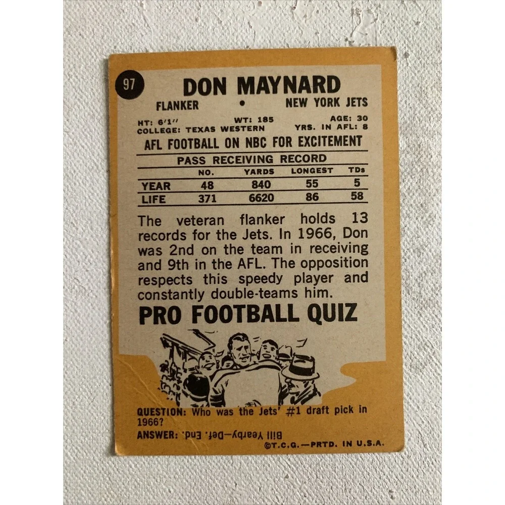 1967 Topps Set-Break # 97 Don Maynard VG